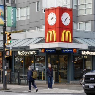 Frank's RedHot: McDonald's Restaurant on Robson Street in Vancouver, BC