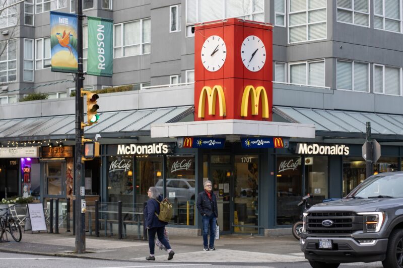Frank's RedHot: McDonald's Restaurant on Robson Street in Vancouver, BC
