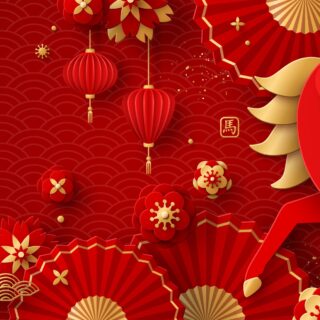 Year of the Horse: Art featuring Year of the Horse Graphics in red and gold