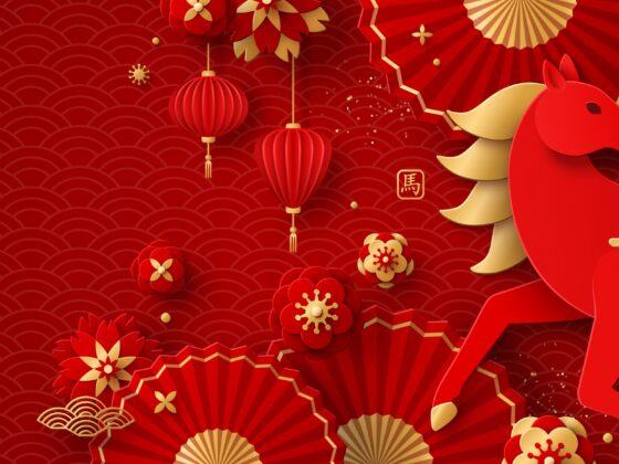 Year of the Horse: Art featuring Year of the Horse Graphics in red and gold