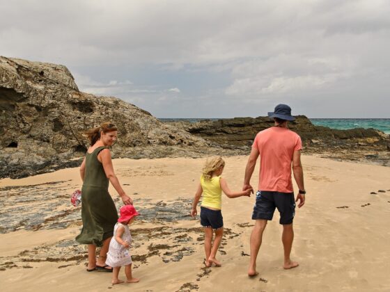 Family Trips: Family walking on the beach