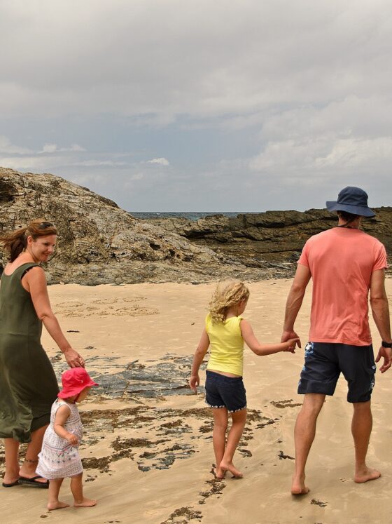 Family Trips: Family walking on the beach