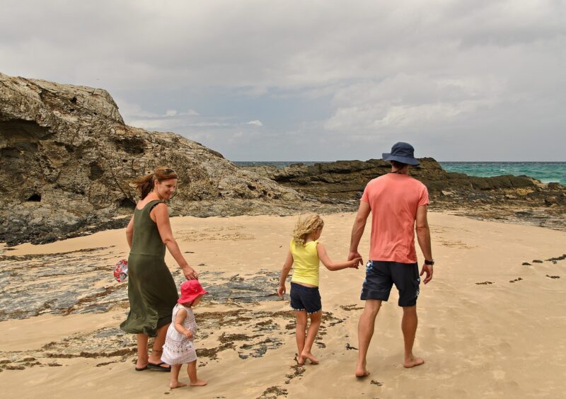 Family Trips: Family walking on the beach