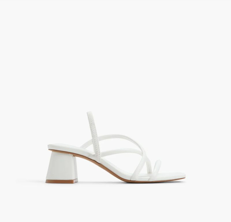 bridal shoes, white straps block heel, call it spring