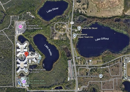 The Terraces at The Grove Resort: Google Topographical Map