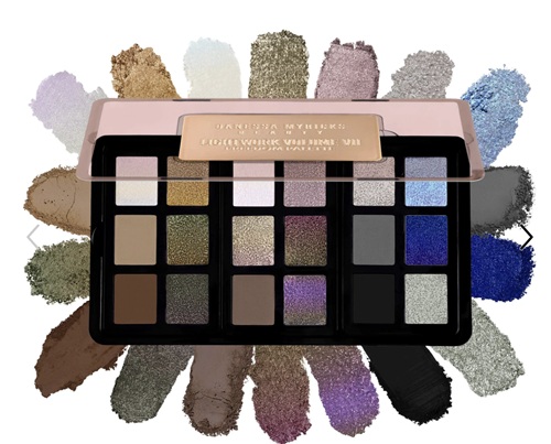 Danessa Myricks Beauty LIGHTWORK VII The Freedom Makeup Palette with swatches of eyeshadow around it