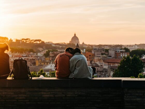 honeymoon, vacation, couple, travel, italy, golden hour, newly weds, marriage, wedding