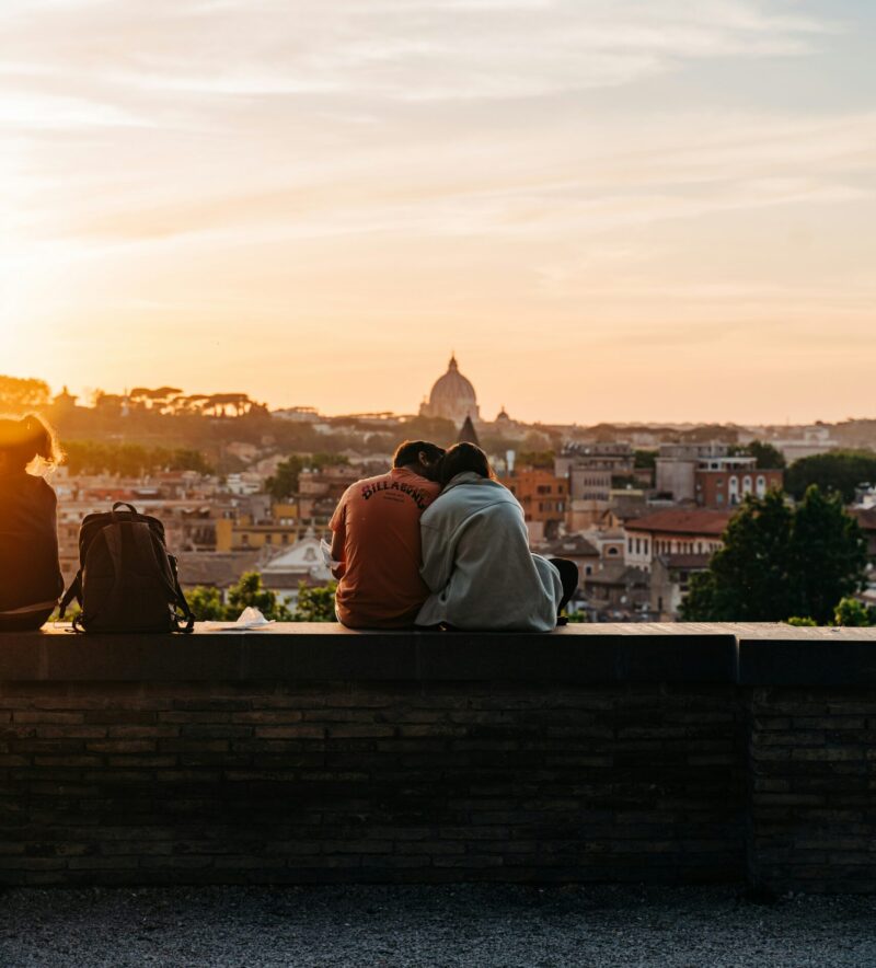 honeymoon, vacation, couple, travel, italy, golden hour, newly weds, marriage, wedding