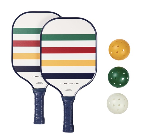 Gifts Mom Will Love: Hudson's Bay Stripes Pickle Ball Set with Two Rackets and 3 balls