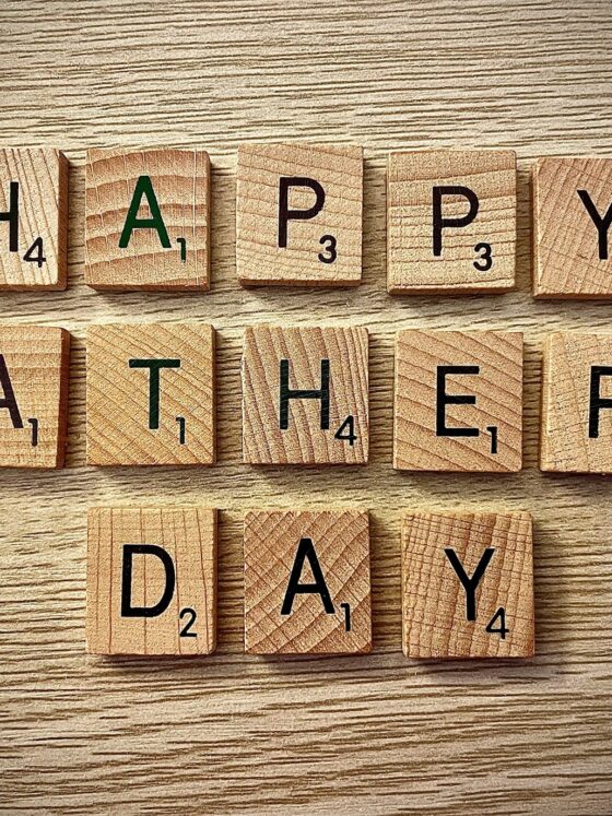 Father's Day Gift Guide: Scrabble tiles spelling out Happy Father's Day