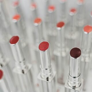 Lip Product: Skinny lipsticks in rows revealing different shades