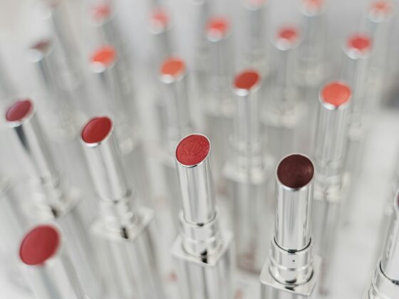 Lip Product: Skinny lipsticks in rows revealing different shades