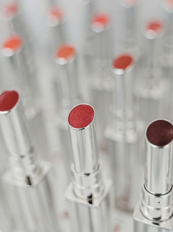 Lip Product: Skinny lipsticks in rows revealing different shades