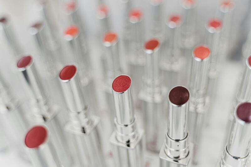Lip Product: Skinny lipsticks in rows revealing different shades