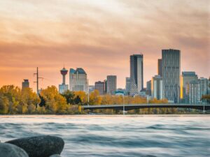 Digitally Safe: Calgary Skyline at sunset
