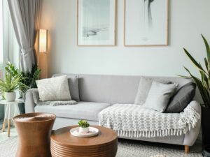 Guide to a Cleaner Home: Cozy living room shot with sofa and coffee tables
