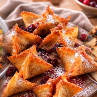 Cranberry Sauce: Wontons, Beef Ribs and Feta Cranberry Dip blended together