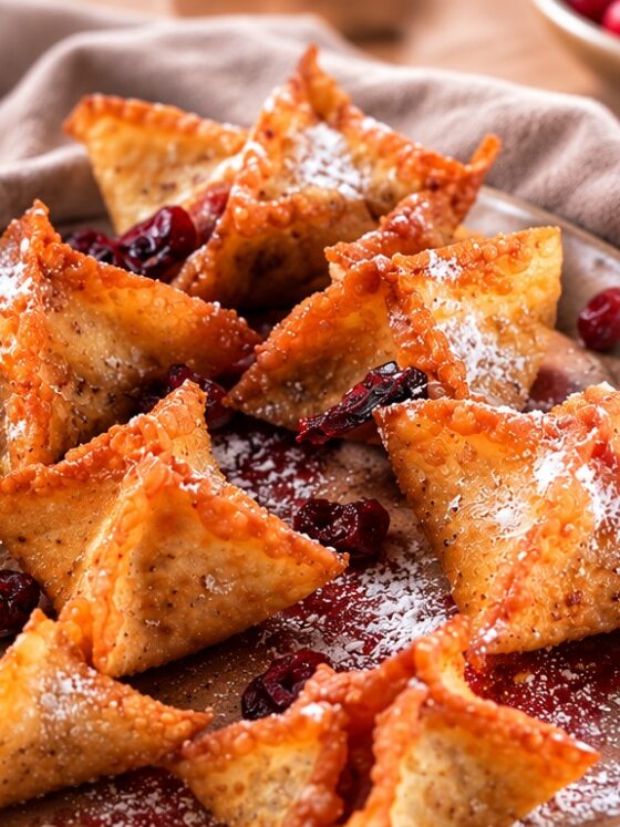 Cranberry Sauce: Wontons, Beef Ribs and Feta Cranberry Dip blended together