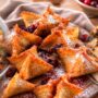 Cranberry Sauce: Wontons, Beef Ribs and Feta Cranberry Dip blended together