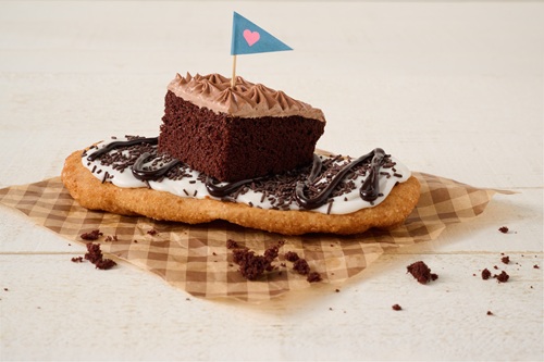 Fun Finds for Fall: McCain Deep 'n Delicious Chocolate Cake on top of a BeaverTail