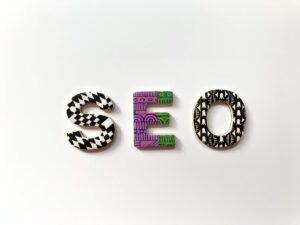 SEO Strategy: SEO spelled out in artistic blocks