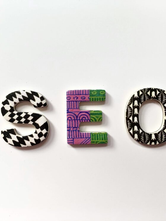 SEO Strategy: SEO spelled out in artistic blocks