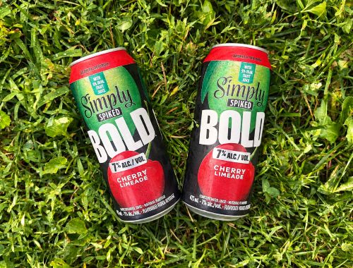RTDs: Simply Spiked BOLD Cherry Limeade and Lemonade Cans on grass