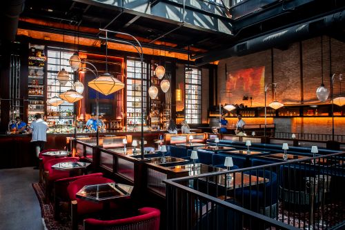 Waterworks Food Hall: Civil Works art deco full shot of bar and seating area