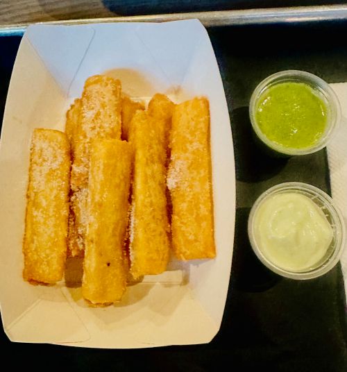 Waterworks Food Hall: Yuca Frita - fried cassava with two sauces