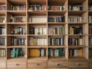 Best Books of the Year: Large set of wooden bookshelves