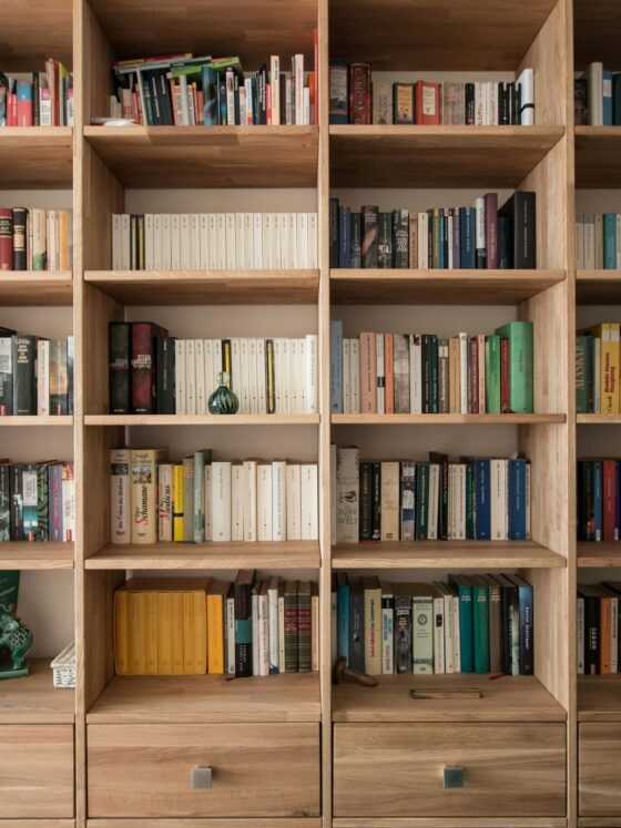 Best Books of the Year: Large set of wooden bookshelves