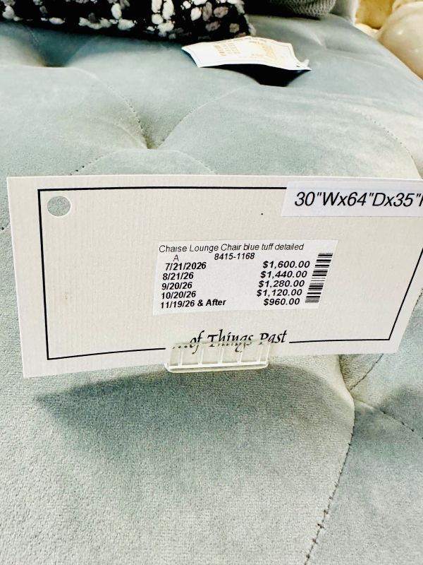 Shop Consignment: Price tag with price comparisons by month